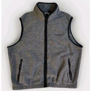 Eddie Bauer Ebtek Men Large Full Zip Fleece Vest Gray Polartec Vintage Gorpcore